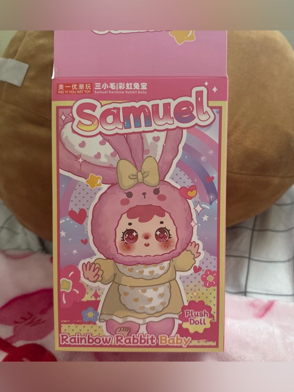 Samuel Rainbow Rabbit Baby Plush Doll - Pink, Cream